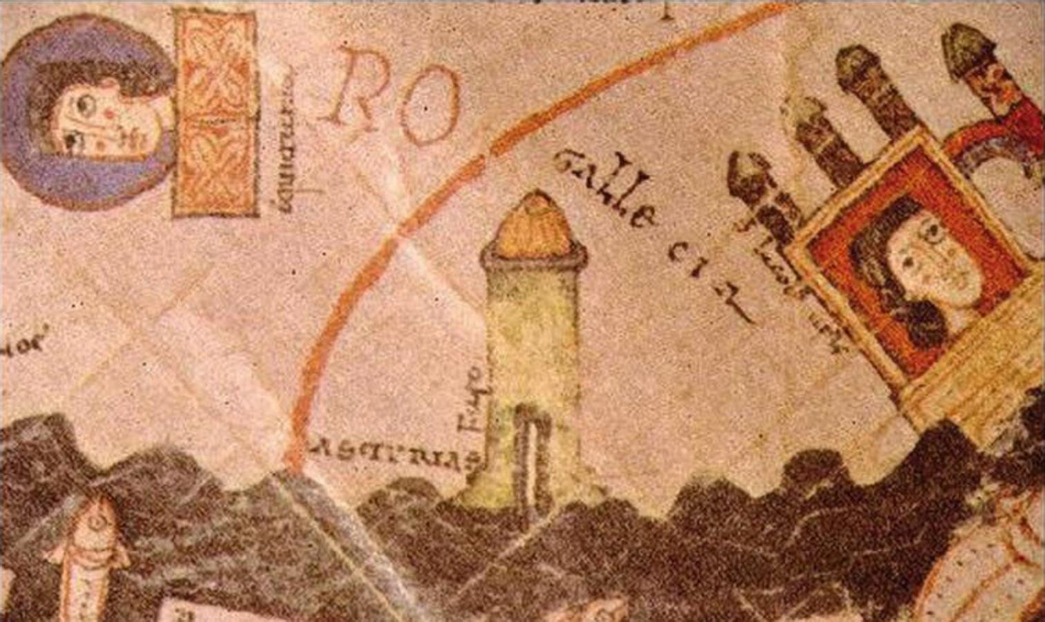 La Torre de Hércules y Santiago en el mapamundi del Beato de Burgo de Osma. 