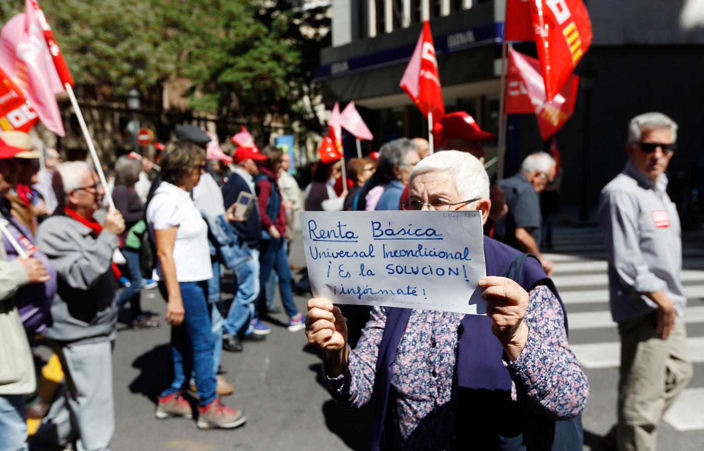 Marcha del Primero de Mayo en Valencia. 