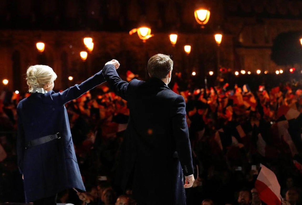 La celebración de Emmanuel Macron, en imágenes