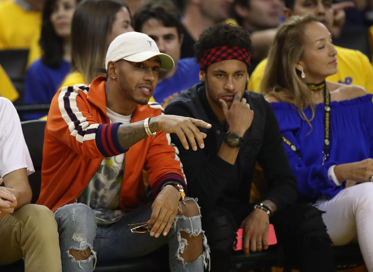 Neymar y Lewis Hamilton, hinchas de los Warriors