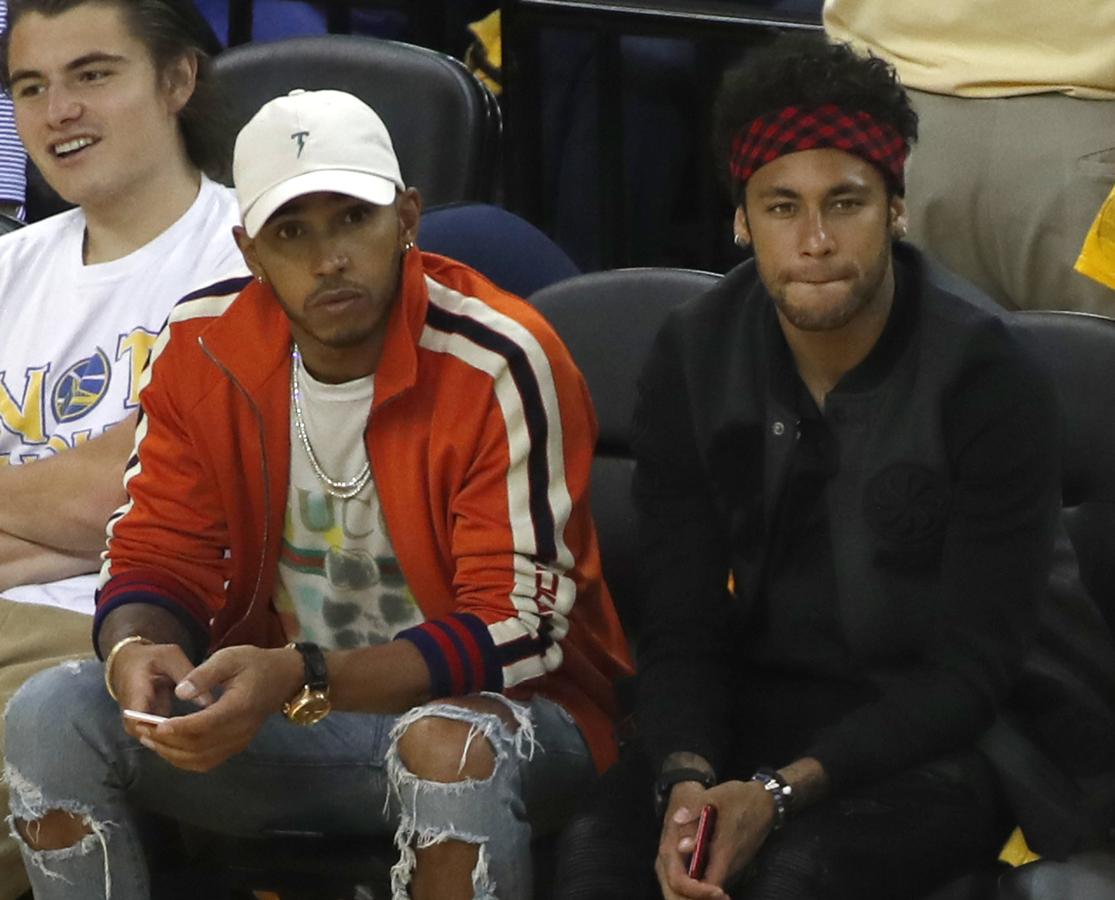 Neymar y Lewis Hamilton, hinchas de los Warriors