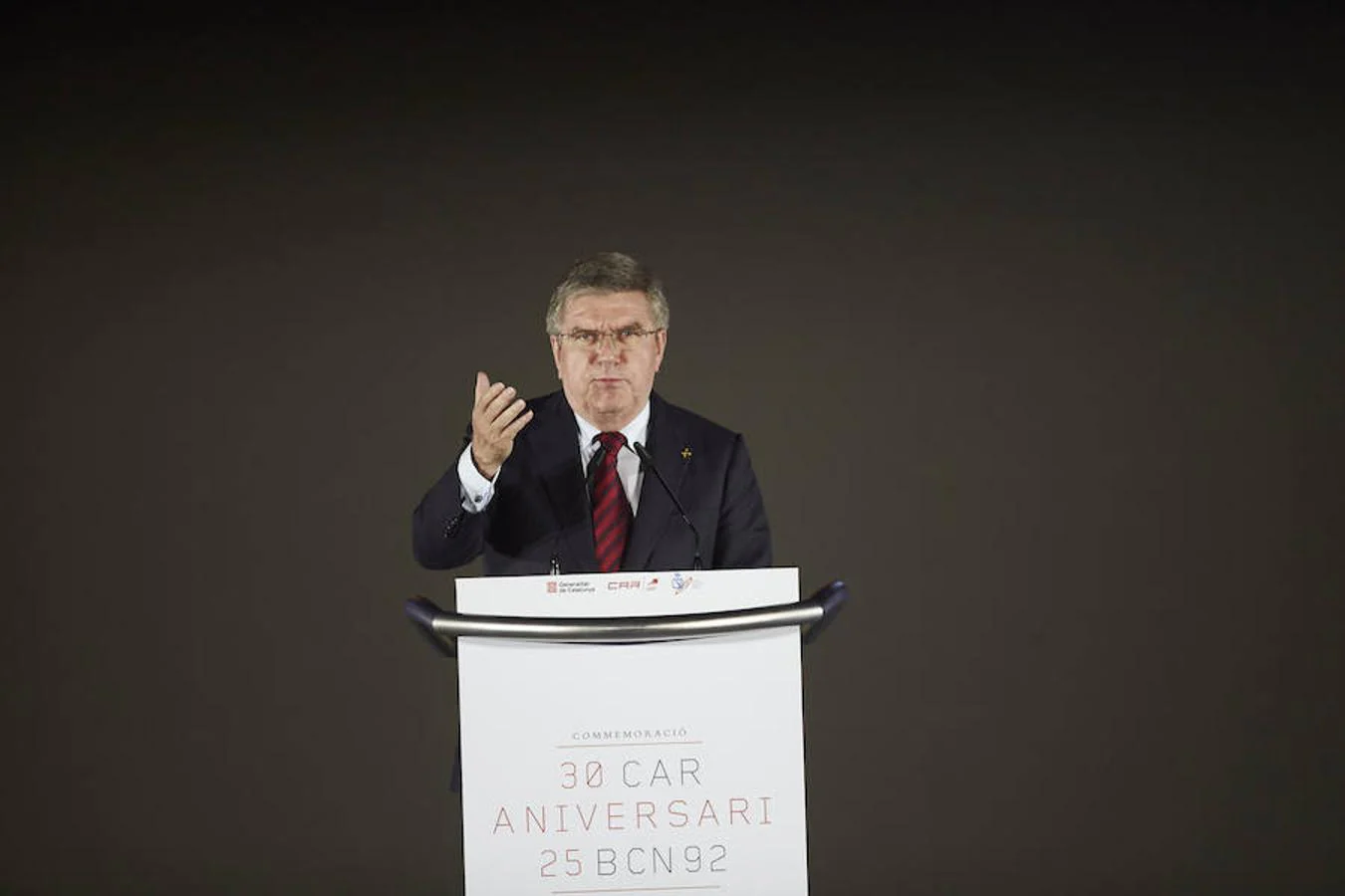 Thomas Bach, presidente del Comité Olímpico Internacional, durante su intervención