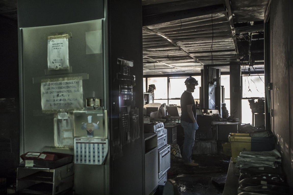 La Ciudad de la Justicia de Valencia tras el incendio. 