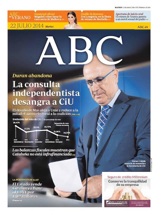 En contra de lo esperado por muchos de sus integrantes, la primera víctima del órdago independentista fue la formación que, durante muchos años, pidió mayor autonomía para Cataluña. El primer perjudicado de la deriva independentista fue CiU, que fue perdiendo apoyos de elección en elección. 