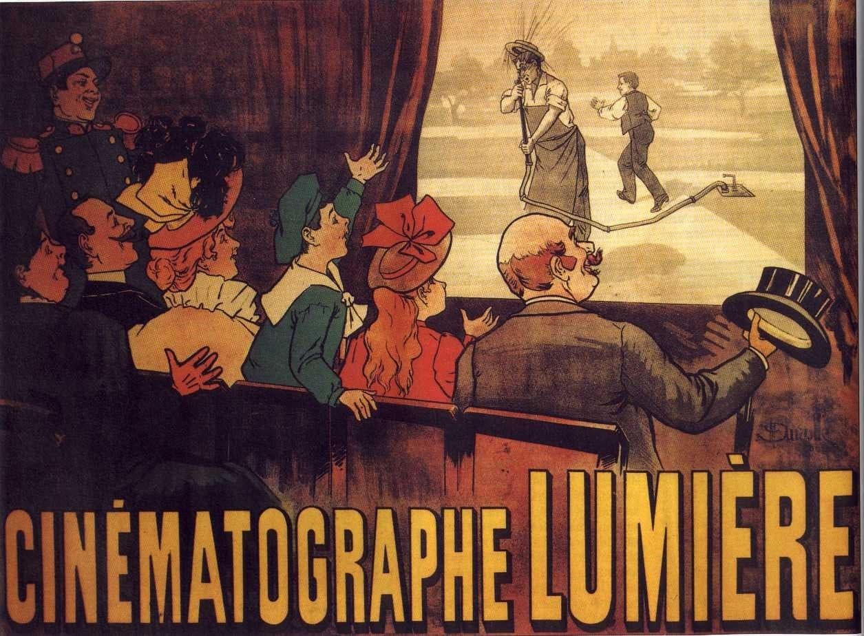 Cartel anunciador del Cinematógrafo Lumière dibujado por Maurice Auzolle. 