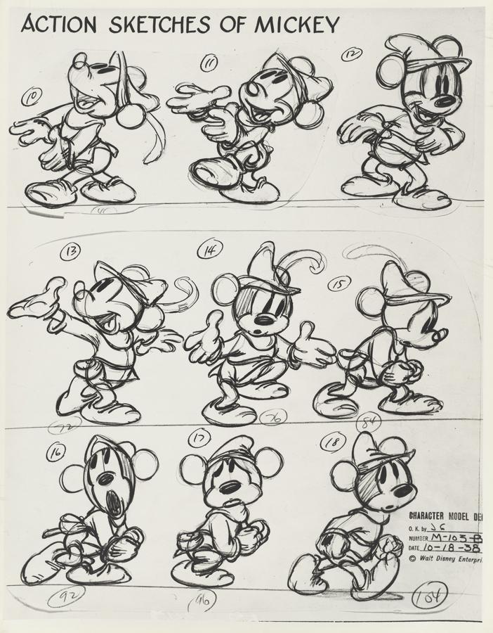 «El sastrecillo valiente», 1938. Artista del estudio Disney. Estudio preliminar de personaje. Fotostato sobre papel.. 