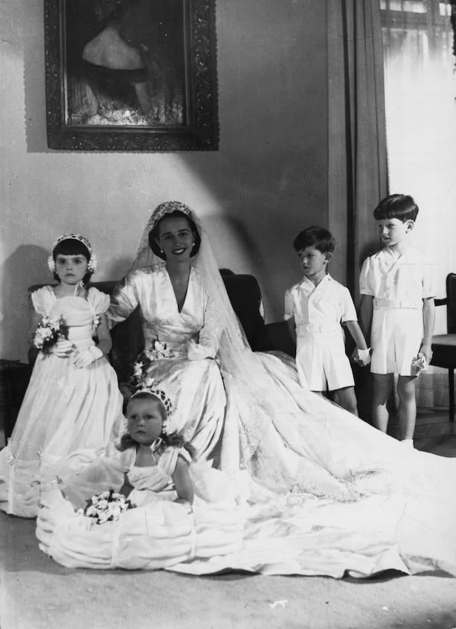 El día de su boda, en 1947, con Luis de Figueroa y Pérez de Guzmán el Bueno, conde de Quintanilla. 