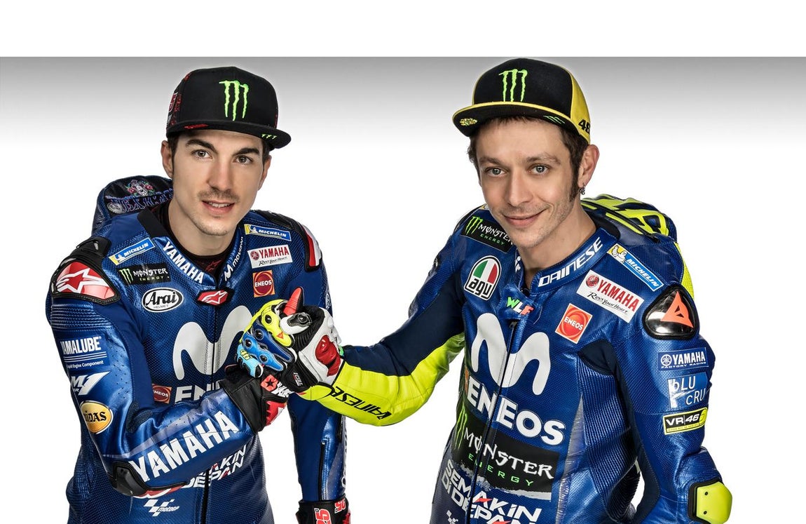 Rossi y Viñales presentan la nueva Yamaha en Madrid