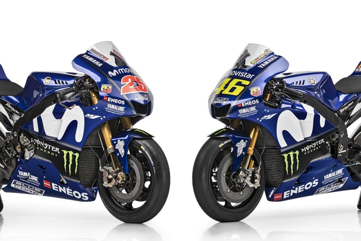 Rossi y Viñales presentan la nueva Yamaha en Madrid