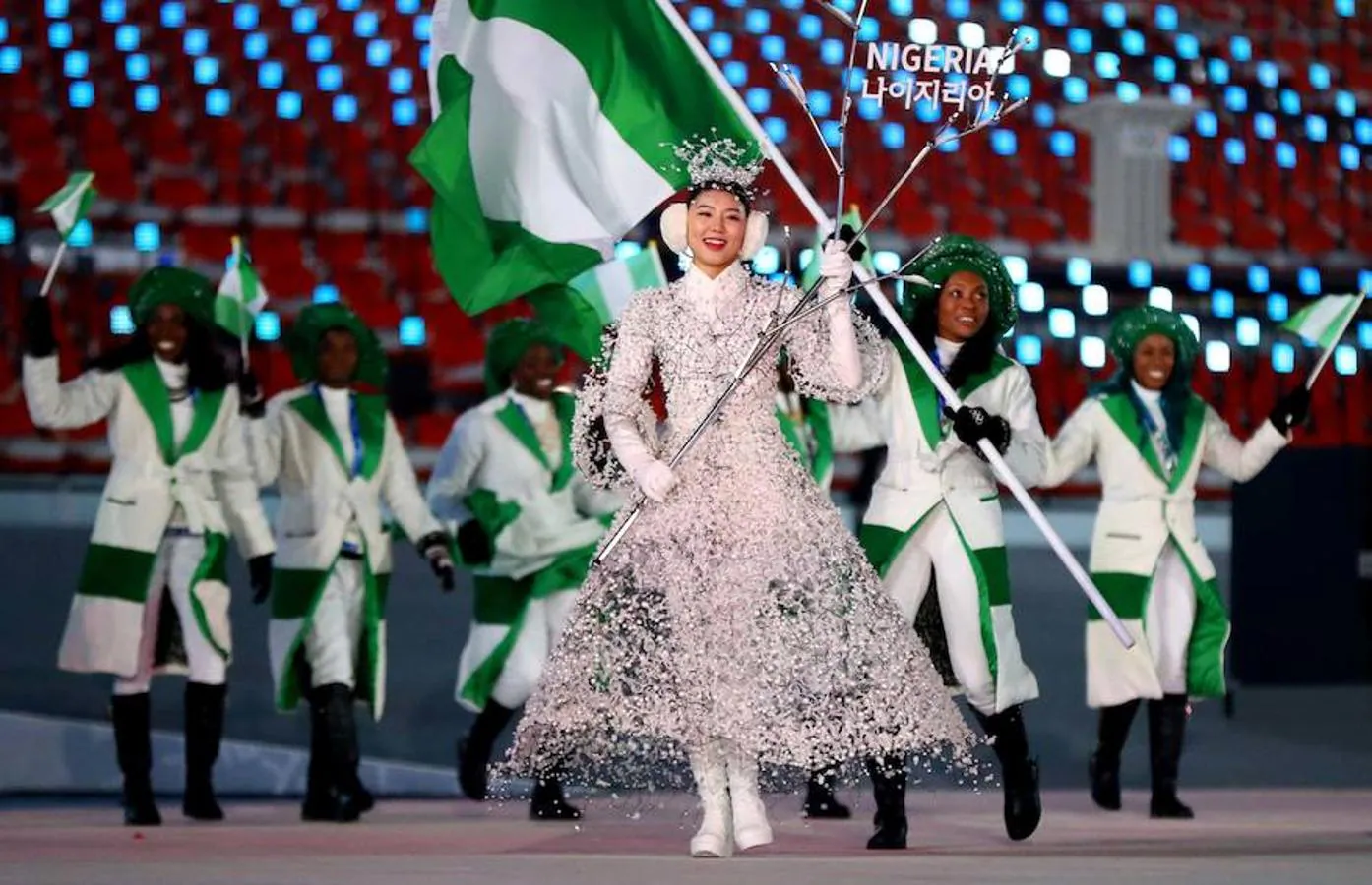 Nigeria desfila durante la inauguración de los Juegos Olímpicos de Invierno 2018 celebrados en Pyeongchang. 