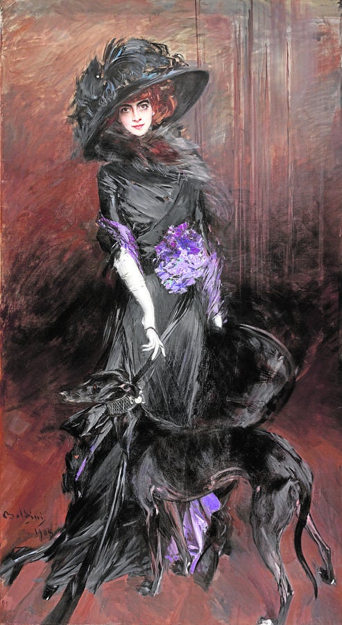 La marquesa Luisa Casati. Giovanni Boldini retrató a esta excéntrica aristócrata, musa de Poiret y Fortuny y precursora de Lady Gaga. Llevaba serpientes alrededor de su cuello a modo de collar, paseaba por Venecia con dos guepardos que lucían correas enjoyadas... Retratada por Man Ray y Cecil Beaton, amante de Gabriele D’Annunzio, inspiró colecciones de McQueen y Galliano. Su escandalosa vida fue llevada al cine por Vivien Leigh e Ingrid Bergman