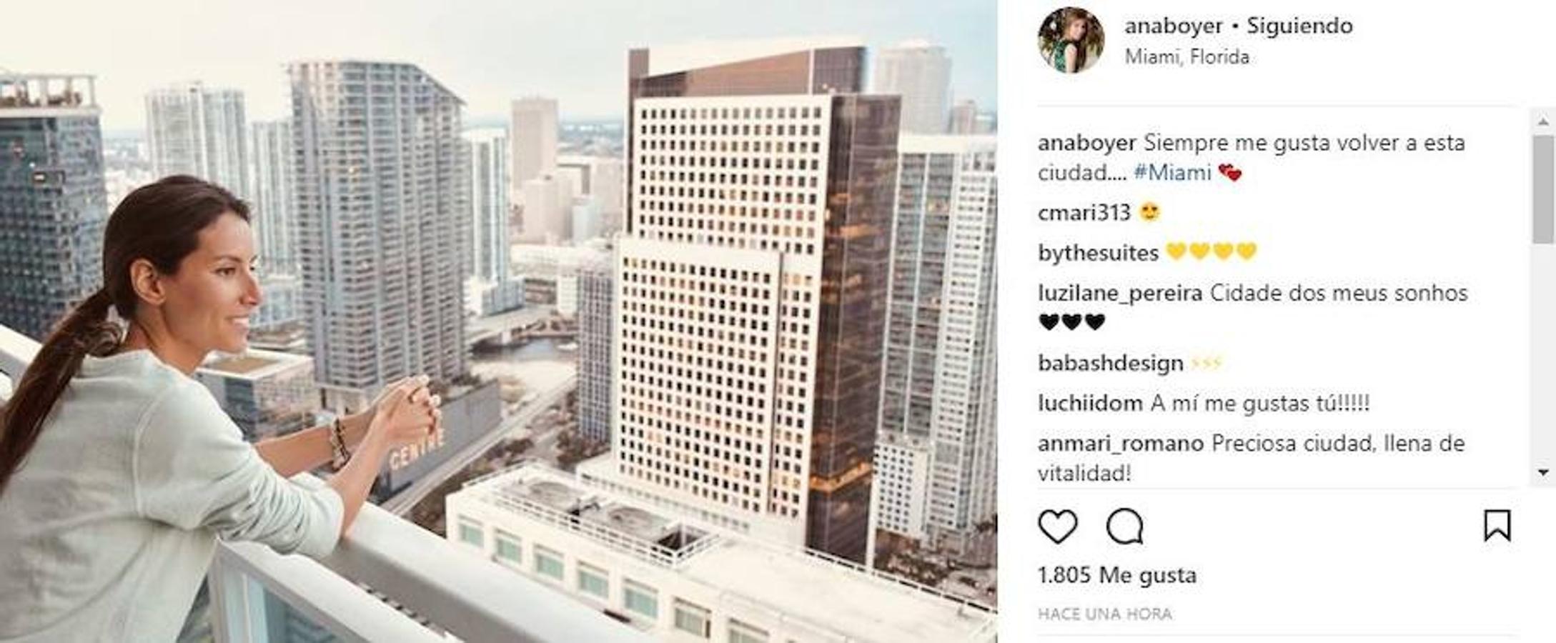 Ana Boyer ha regresado a Miami, donde se ha hecho esta fotografía. 