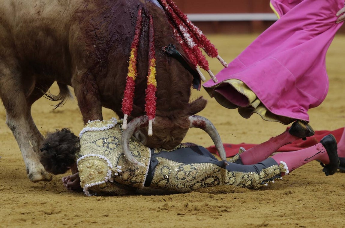 Las imágenes de la cogida de Román en la Maestranza