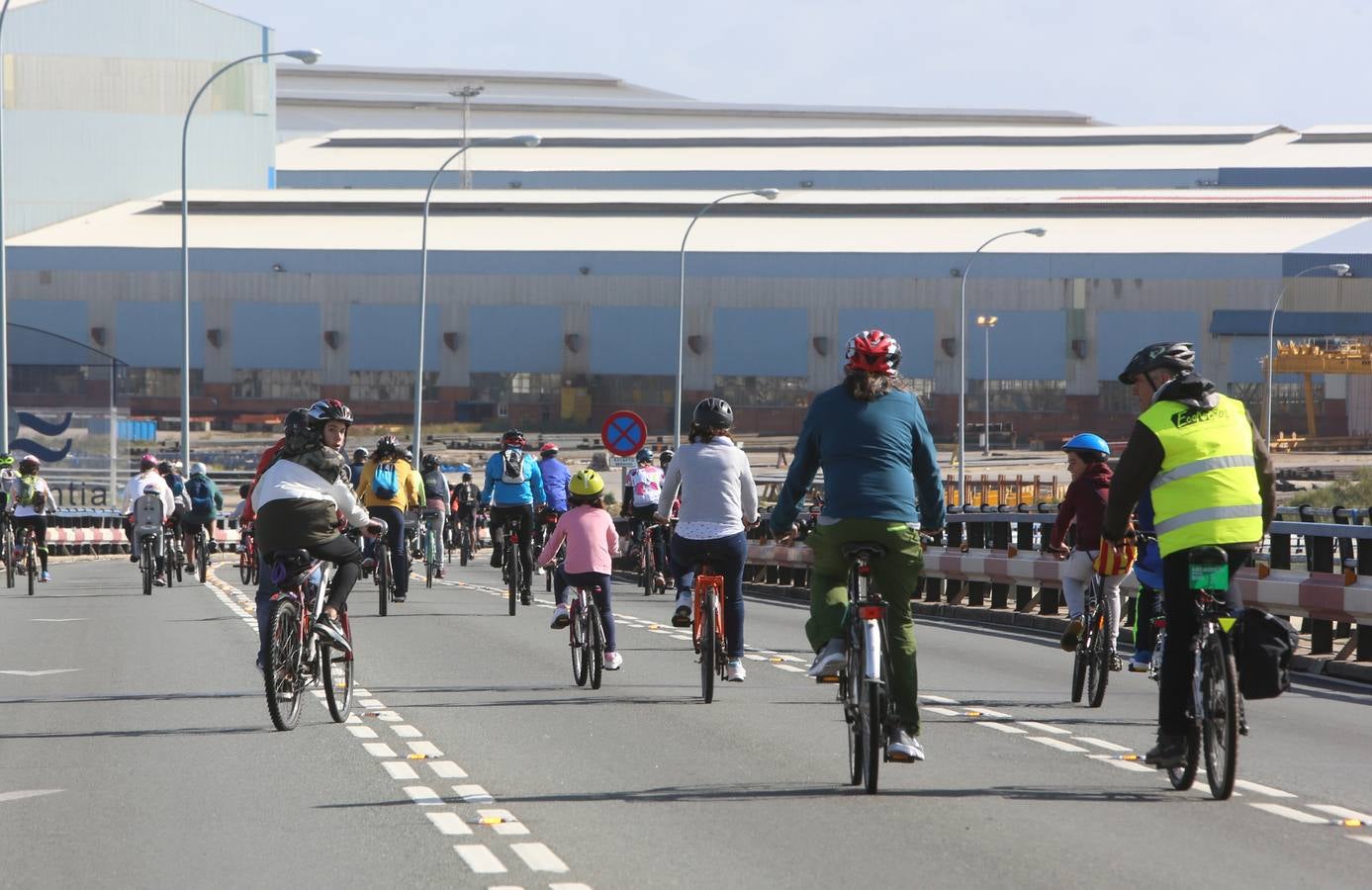 Las imágenes de la biicifestación en el Puente Carranza