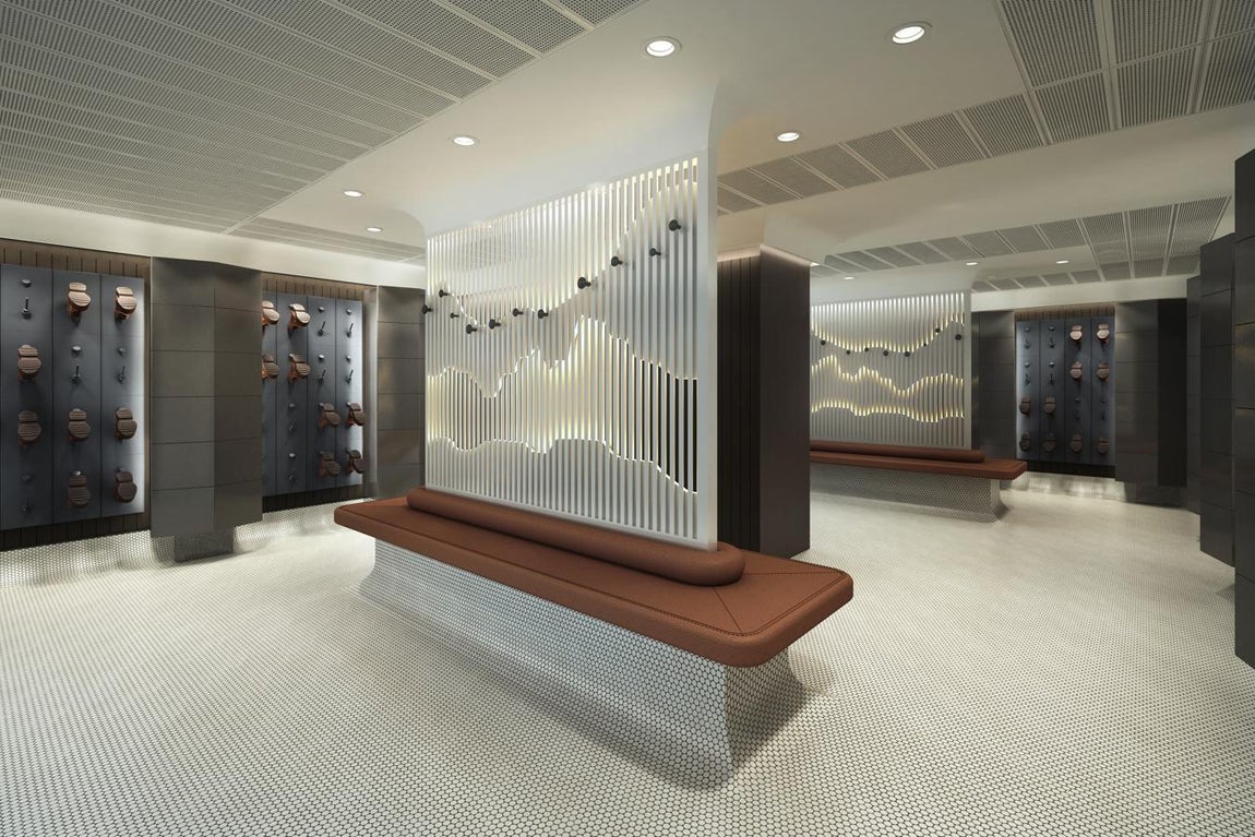 Mudroom. Para las actividades de aventura en tierra habrá amplias instalaciones acondicionadas que ofrecerán limpieza de botas y de equipos cuando los huéspedes regresen después de un intenso día de exploración