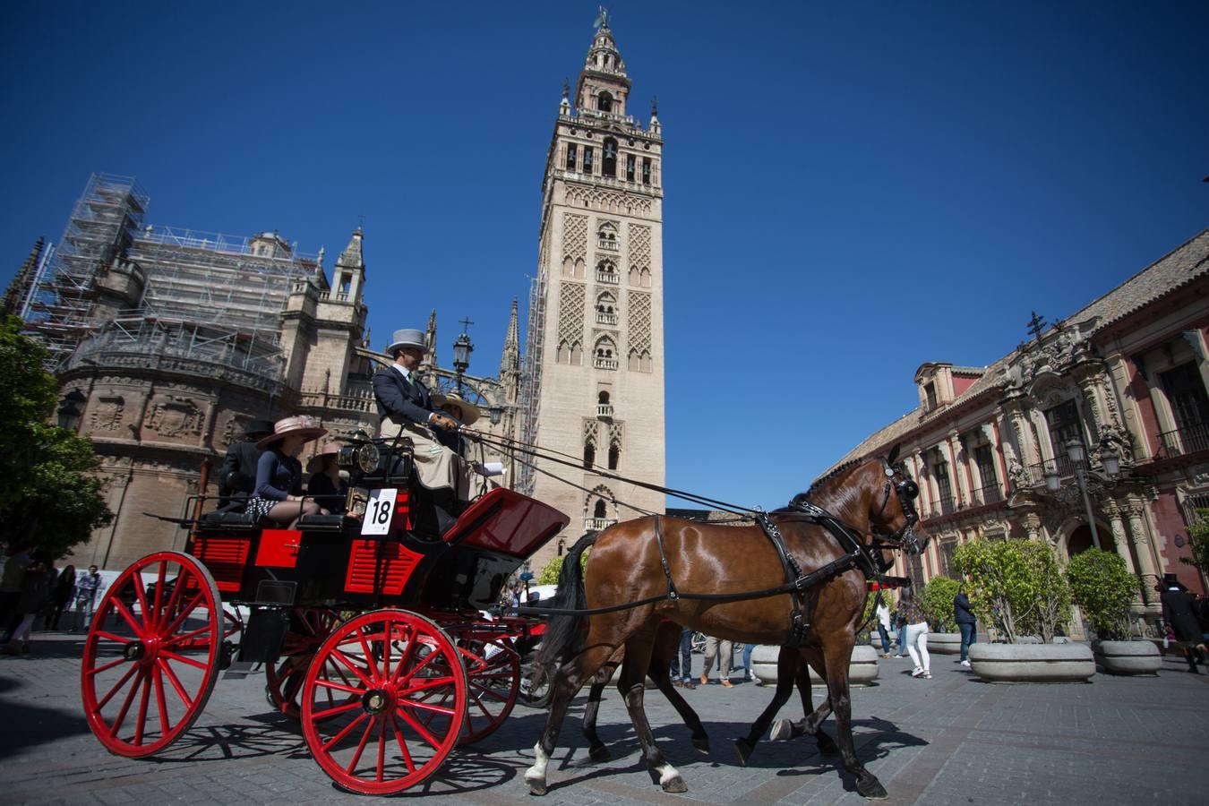 Unas tres mil personas presencian el Concurso de Enganches en la Plaza de España de Sevilla