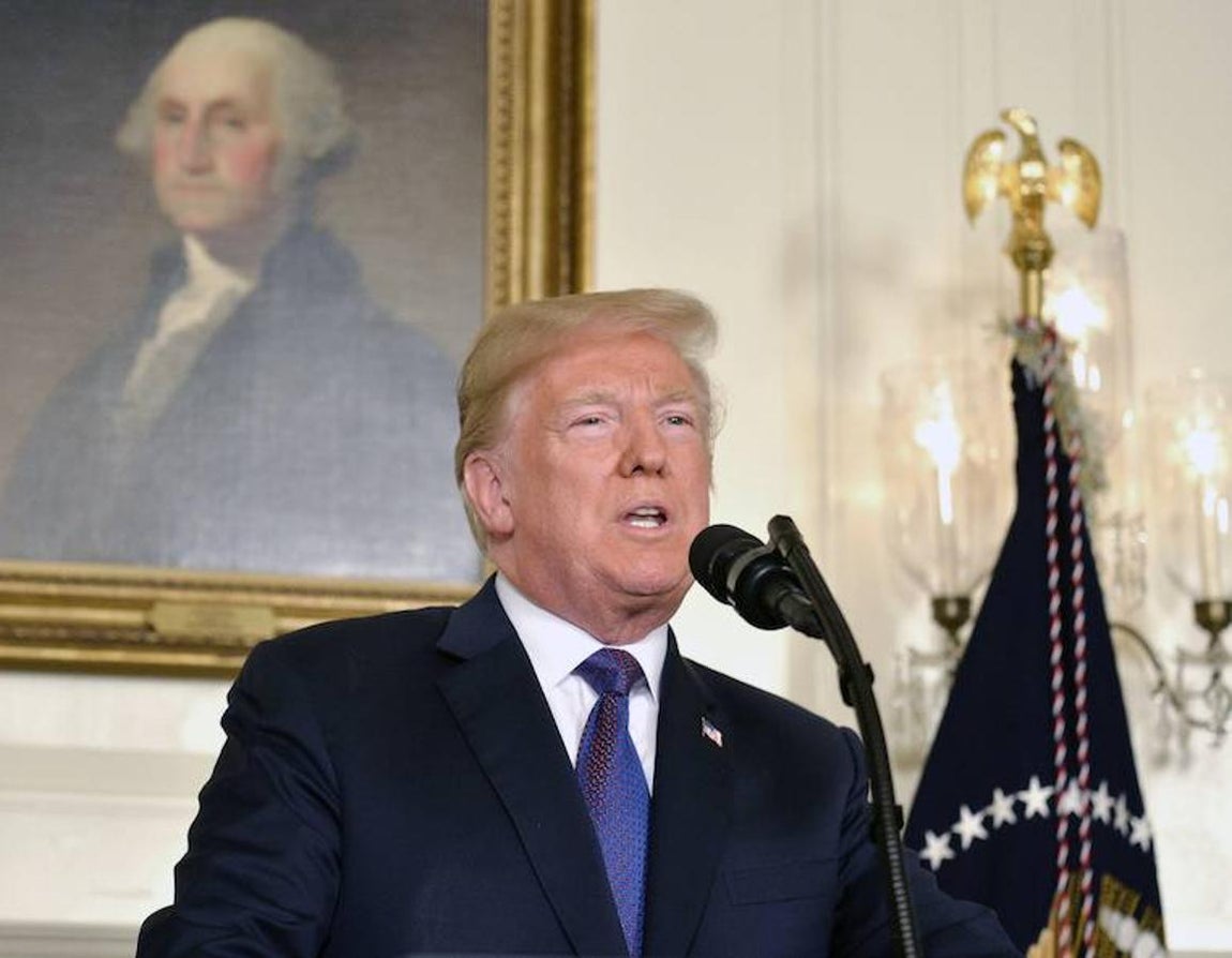 El presidente de Estados Unidos, Donald Trump, habla del ataque conjunto a Siria. 