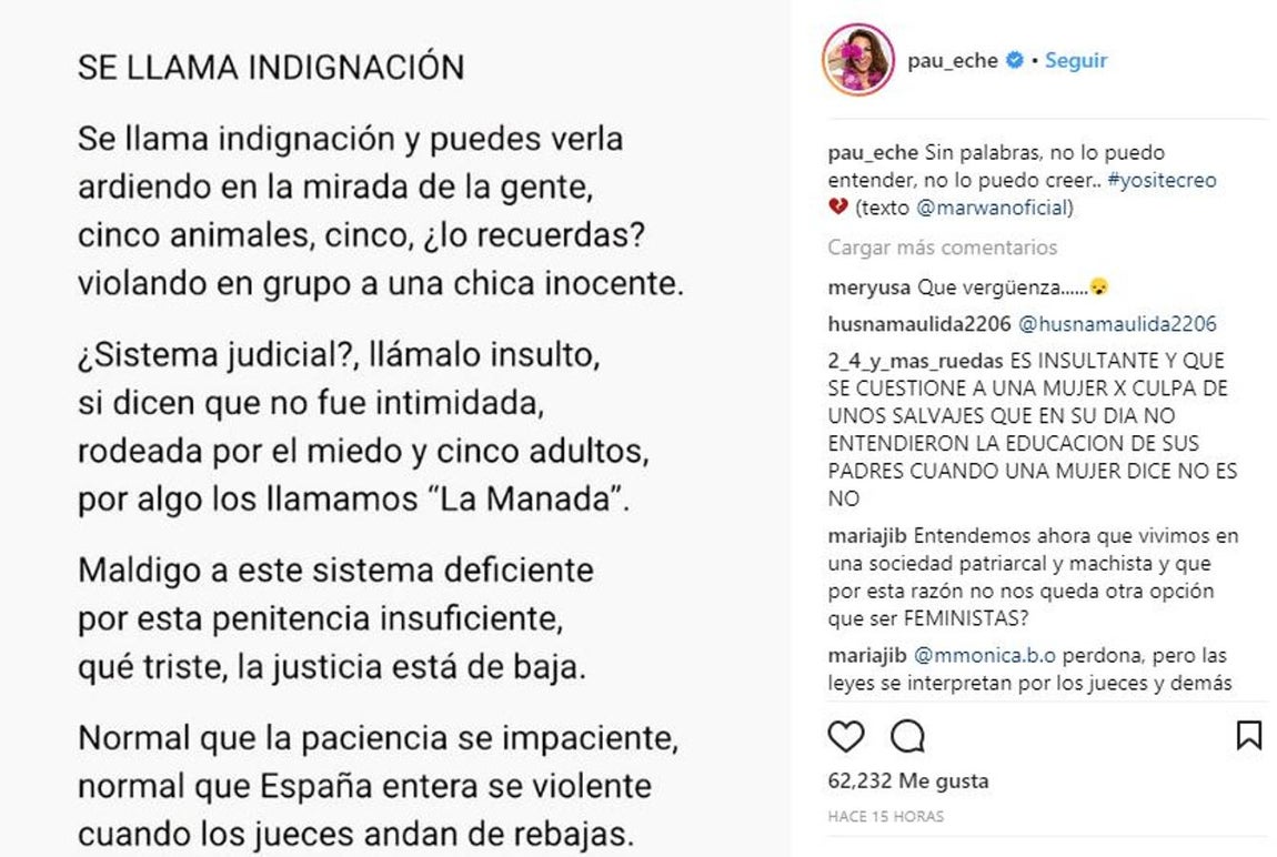 Paula Echevarría. La exmujer de David Bustamante muestra su indignación en el que cuestiona al sistema judicial