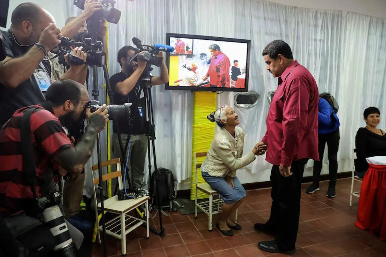 Nicolás Maduro, en su colegio electoral. 
