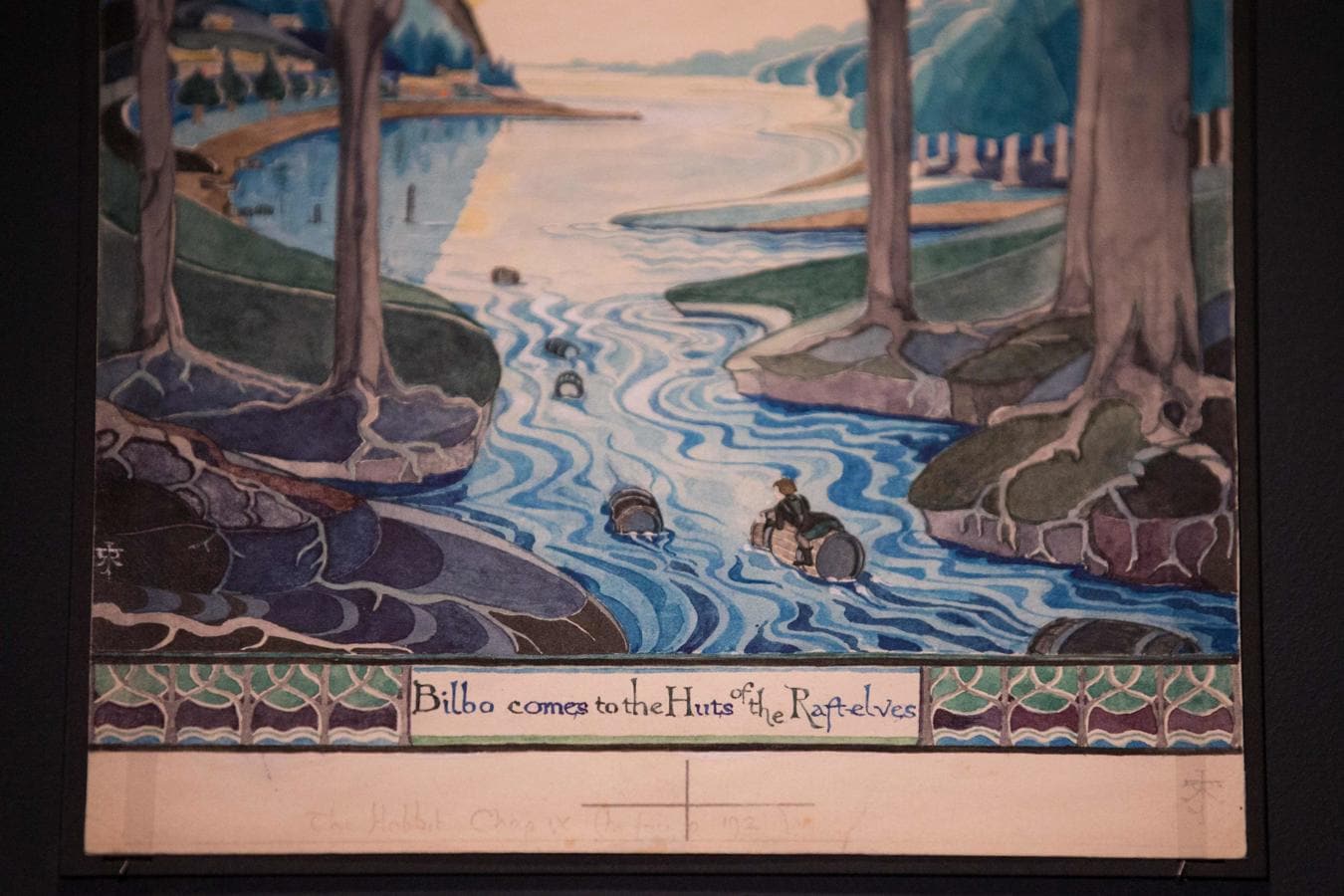Bilbo desciende un río a lomos de un barril.