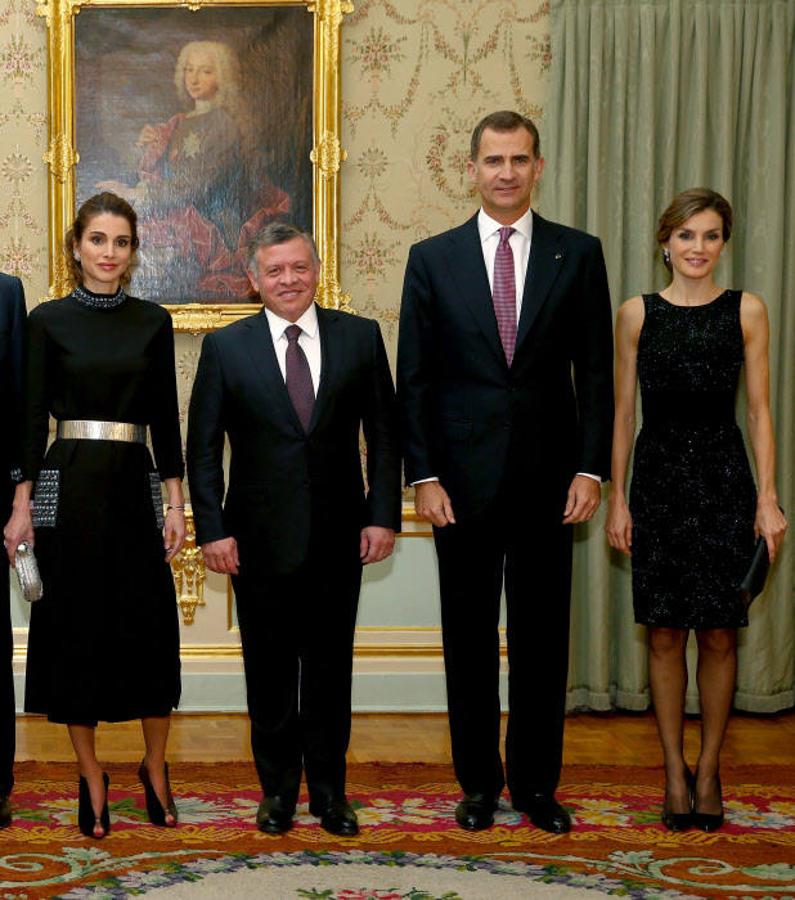 Cambio. En 2015, Abdalá y Rania vuelven de visita oficial a España, pero esta vez son los Reyes Felipe y Letizia quienes los reciben