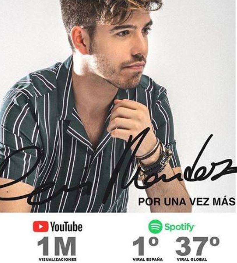 Roi Méndez. Otro de los cantantes salidos de la academia de Operación Triunfo es Roi,el influencer español con más «engagement», capacidad de captación. El artista anuncia con esta foto que ha llegado (ya ha superado) el millón de visualizaciones en YouTube con su primer sencillo «Por una vez más»