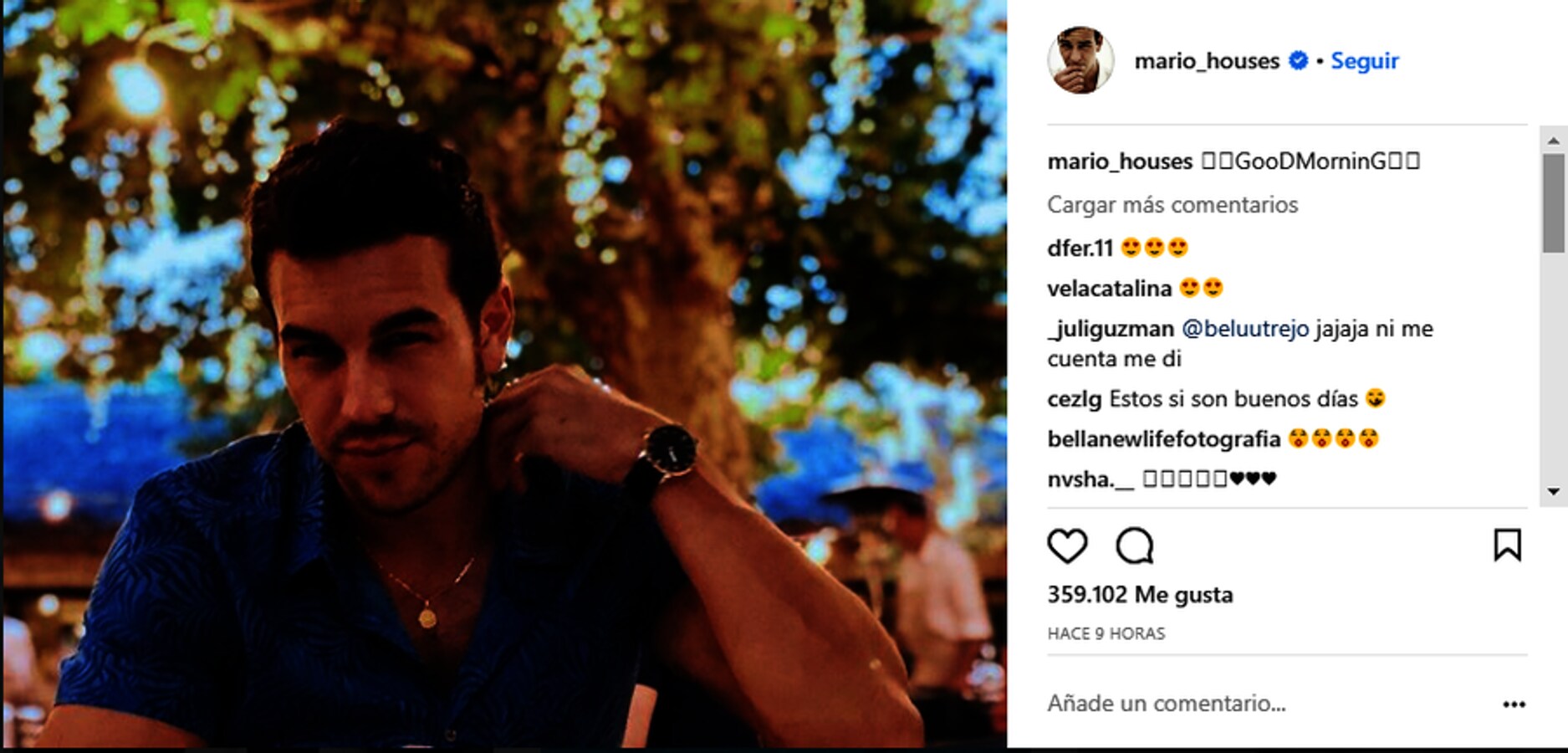 Mario Casas, días de relax. El actor, posiblemente novio de Blanca Suárez, daba los buenos días a sus seguidores con esta fotografía suya.