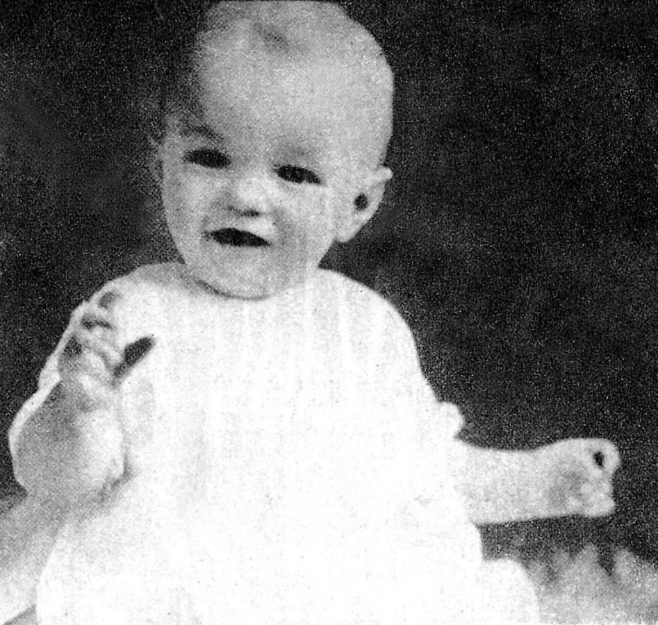 Retrato de Marilyn Monroe pocos años después de nacer. 