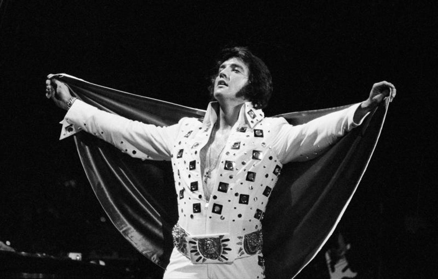 Elvis durante su actuación en el Madison Square Garden en 1972. 
