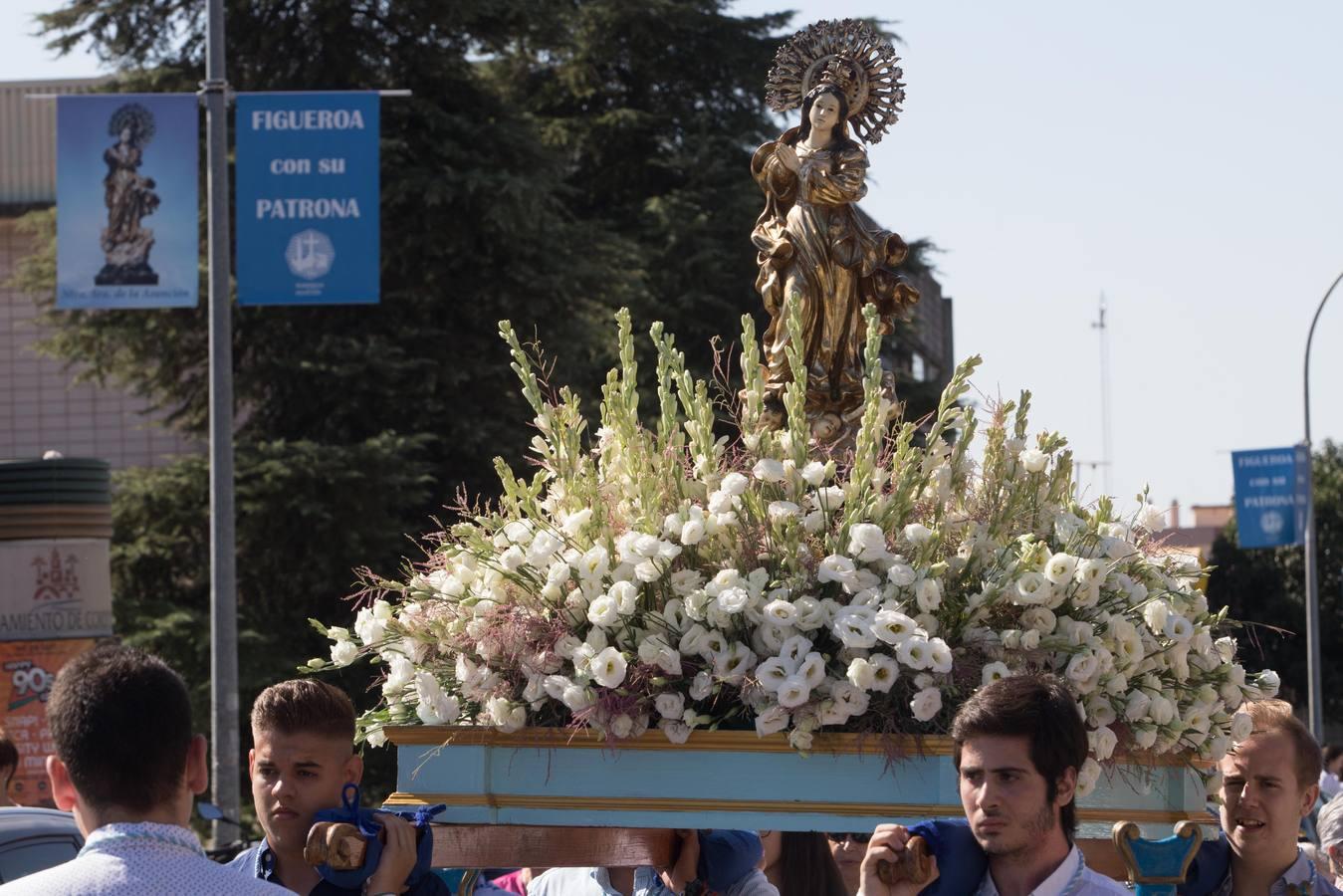 La procesión de la Virgen de la Asunción en el Figueroa, en imágenes