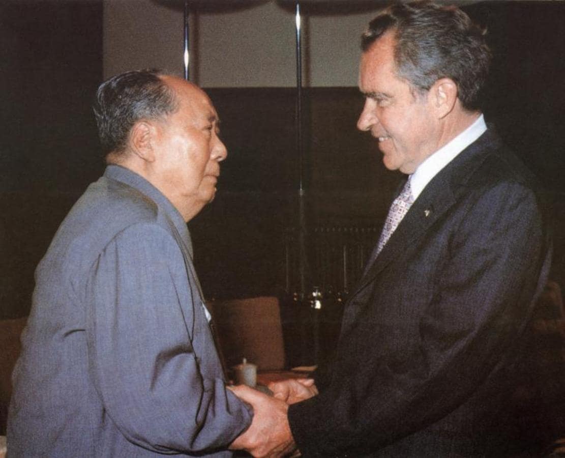 Recepción entre Mao Zedong y Richard Nixon. 