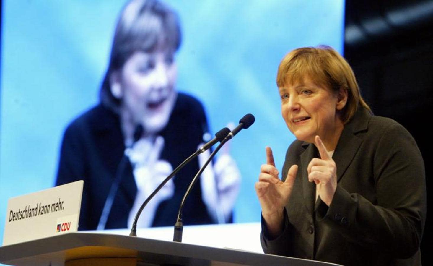 La canciller alemana durante un discurso. 