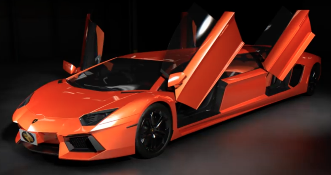 Lamborghini Aventador Limo. Una de las empresas de alquiler de vehículos de lujo más prestigiosas de Reino Unido, Cars For Stars, diseñó hace unos años el concept de la primera limusina que se basa en un Lamborghini Aventator, Aunque lo que se muestra es un video renderizado de lo que sería el resultado, aún no se ha fabricado, a la espera de la llegada de un inversor