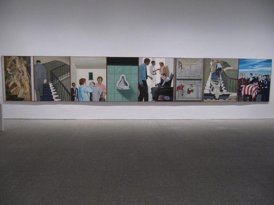 «El final trágico de Marcel Duchamp». «Le pego una bofetada. Lo que me ha convertido en un hito de la historia del arte del siglo XX. Está en todas las enciclopedias. Han tardado en meterme y en tomarlo en consideración 50 años. Ahora está en todos los sitios. Lo que daría la gente por tenerlo. Es como ''La Dacha''. La gente se ha vuelto completamente loca con ''La Dacha'', afirmaba el propio Arroyo en una entrevista publicadas en ABC