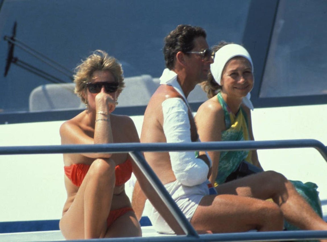 Junto a la Reina Sofía y Diana de Gales en Mallorca. 