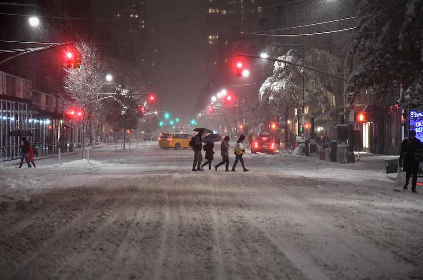 La primera nevada de la temporada en Nueva York, en imágenes