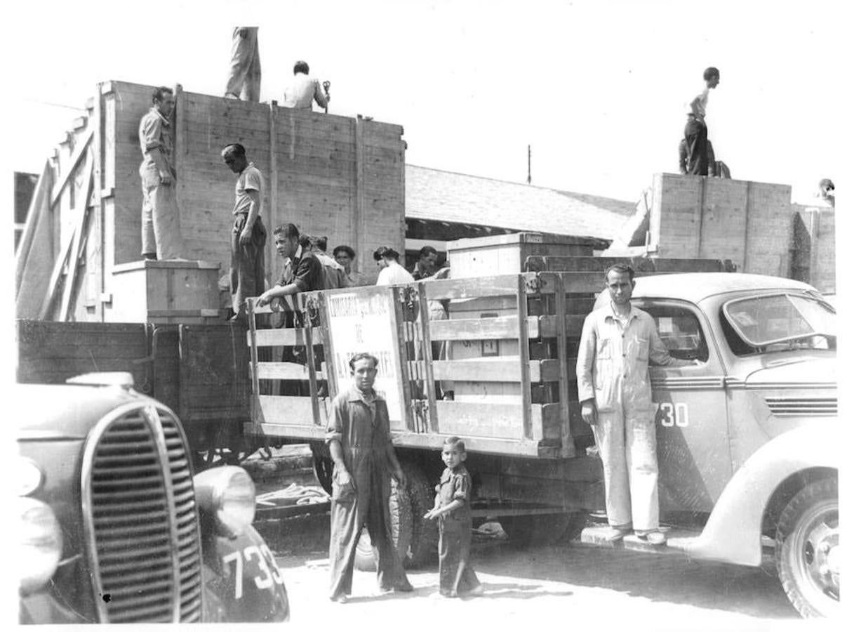 Llegada de los cuadros procedentes de Suiza en 1939. 