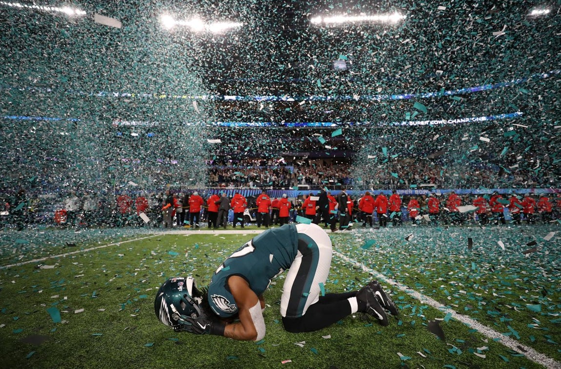 Patrick Robinson, de los Philadelphia Eagles, celebra la victoria en la Super Bowl LII contra los New England Patriots en el estadio US Bank Stadium de Minneapolis (Minnesota, EE.UU.), el 4 de febrero de 2018.. 