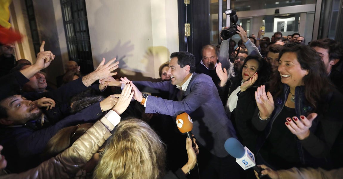 Euforia en la sede regional del Partido Popular tras conocer los resultados de las elecciones andaluzas