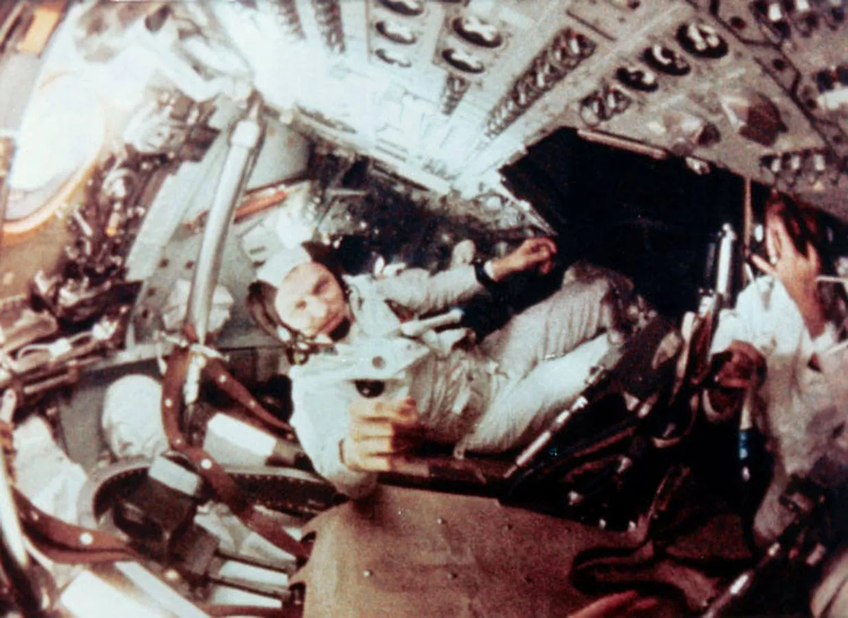 La misión Apolo VIII en imágenes. Fotograma de un vídeo grabado en órbita. En la imagen, Frank Borman