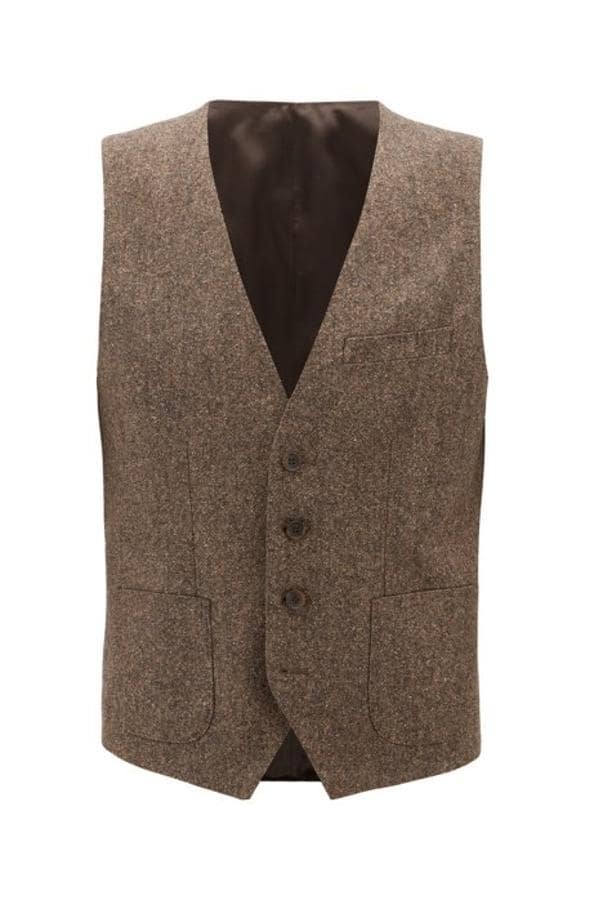Chaleco slim fit de tweed en mezcla de lana virgen de Hugo Boss (precio: 119 euros / antes 179 euros)