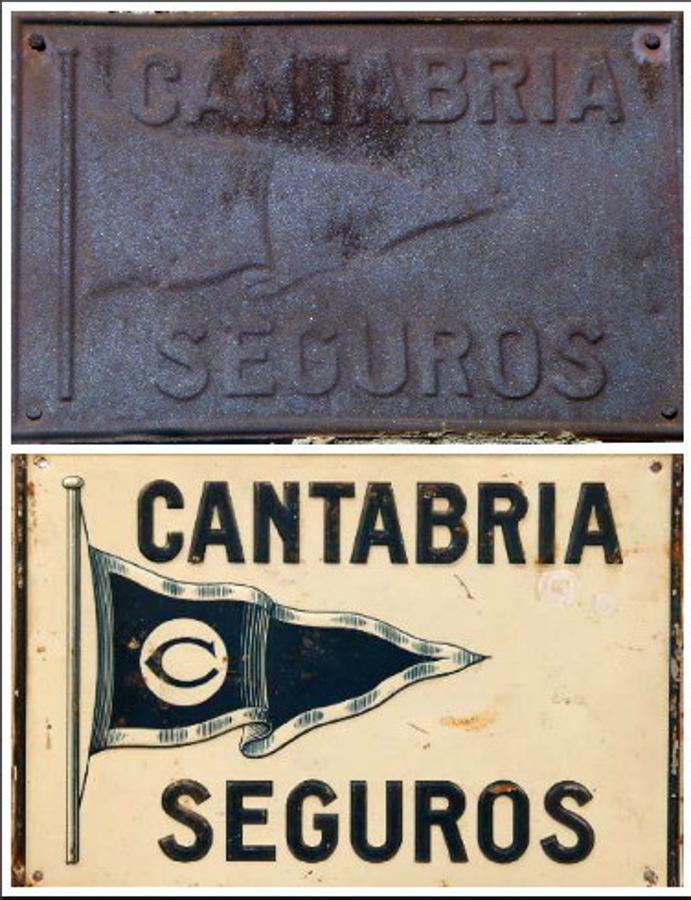 La banderola marítima de Cantabria Seguros en una calle de Toledo FOTO RAFAEL DEL CERRO. 