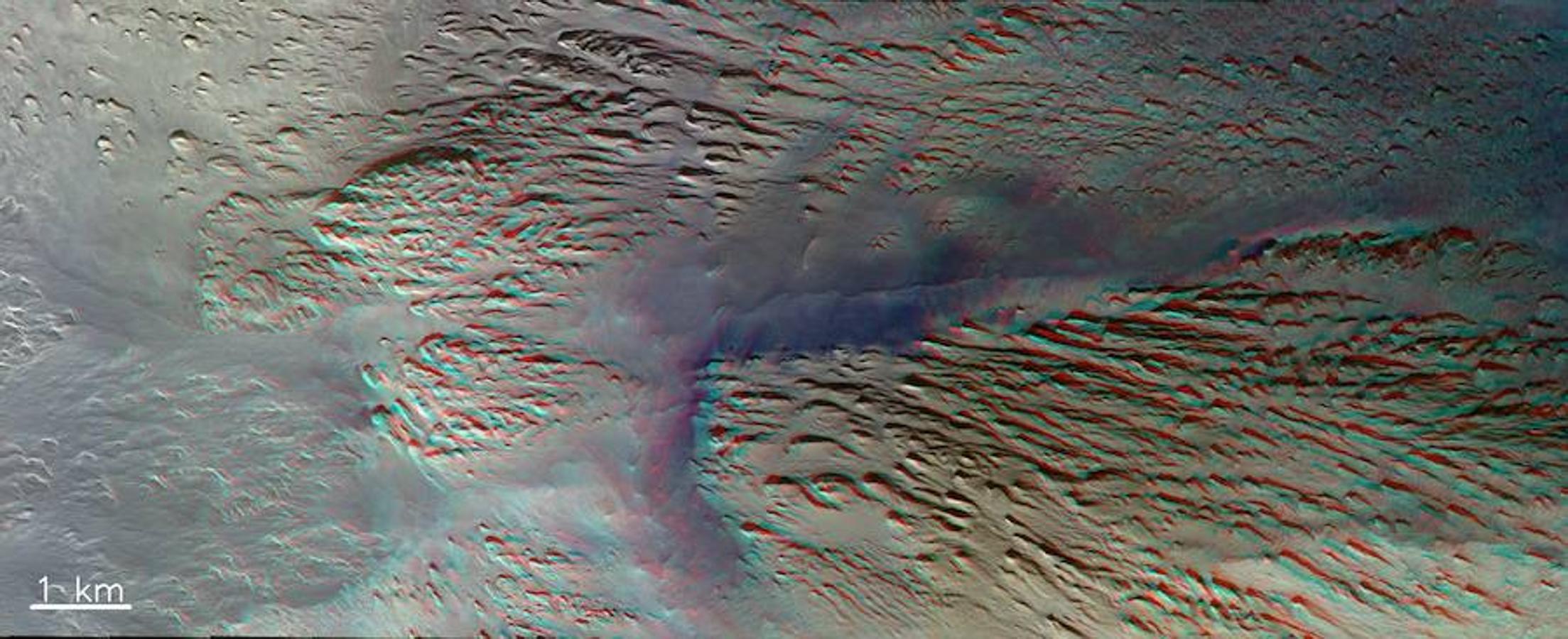 Una parte de Tithonium Chasma, en el lado occidental de la región de Vallis Marineris, también conocido como el 'Gran Cañón' de Marte