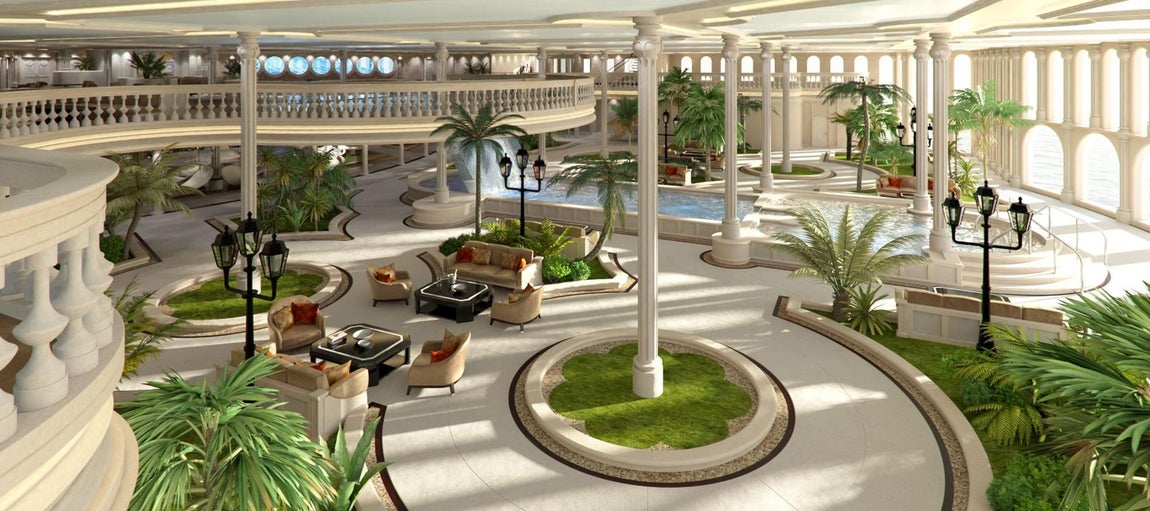 Las calles de Mónaco. Esta parte de la cubierta se inspira en la cuidad: Casino de Mónaco, el Hotel de París, el  Café de París, la Rascasse y el hotel Loews. La Casino Square es la zona más vistosa, frente a ella hay una fuente de cristal y se sitúa junto a una enorme cascada de grandes alturas que en cada nivel alberga una piscina