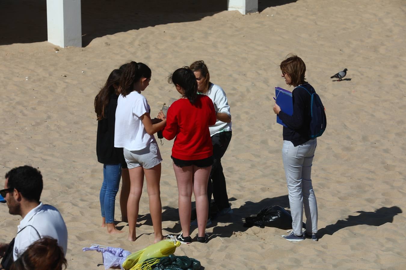 Los colegios de Cádiz limpian la playa de la Caleta por el Día Mundial del Medio Ambiente