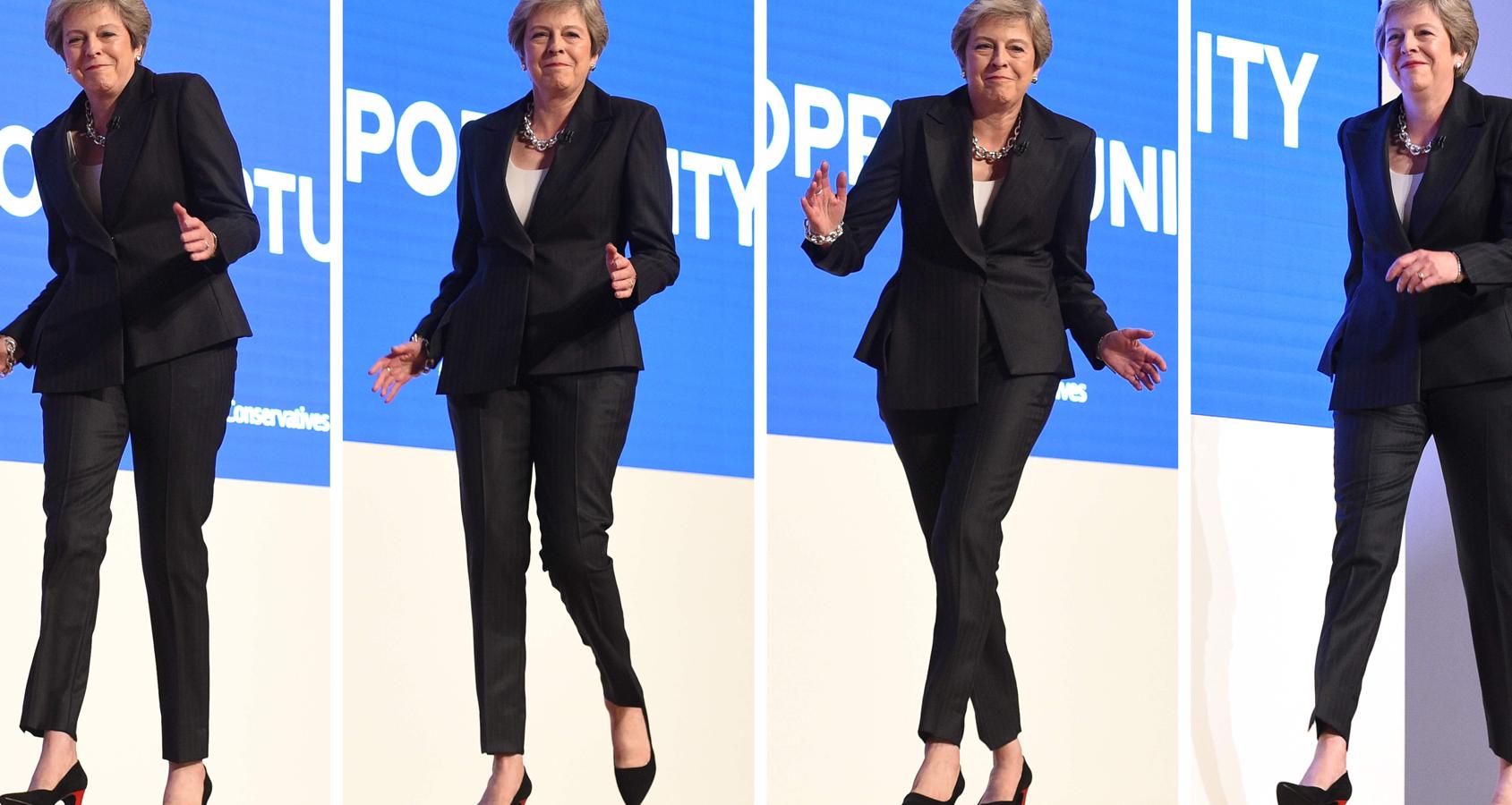 May bailando «dancing queen» en el último día de la conferencia de los «Tories» en Birmingham el 3 de octubre de 2018. 