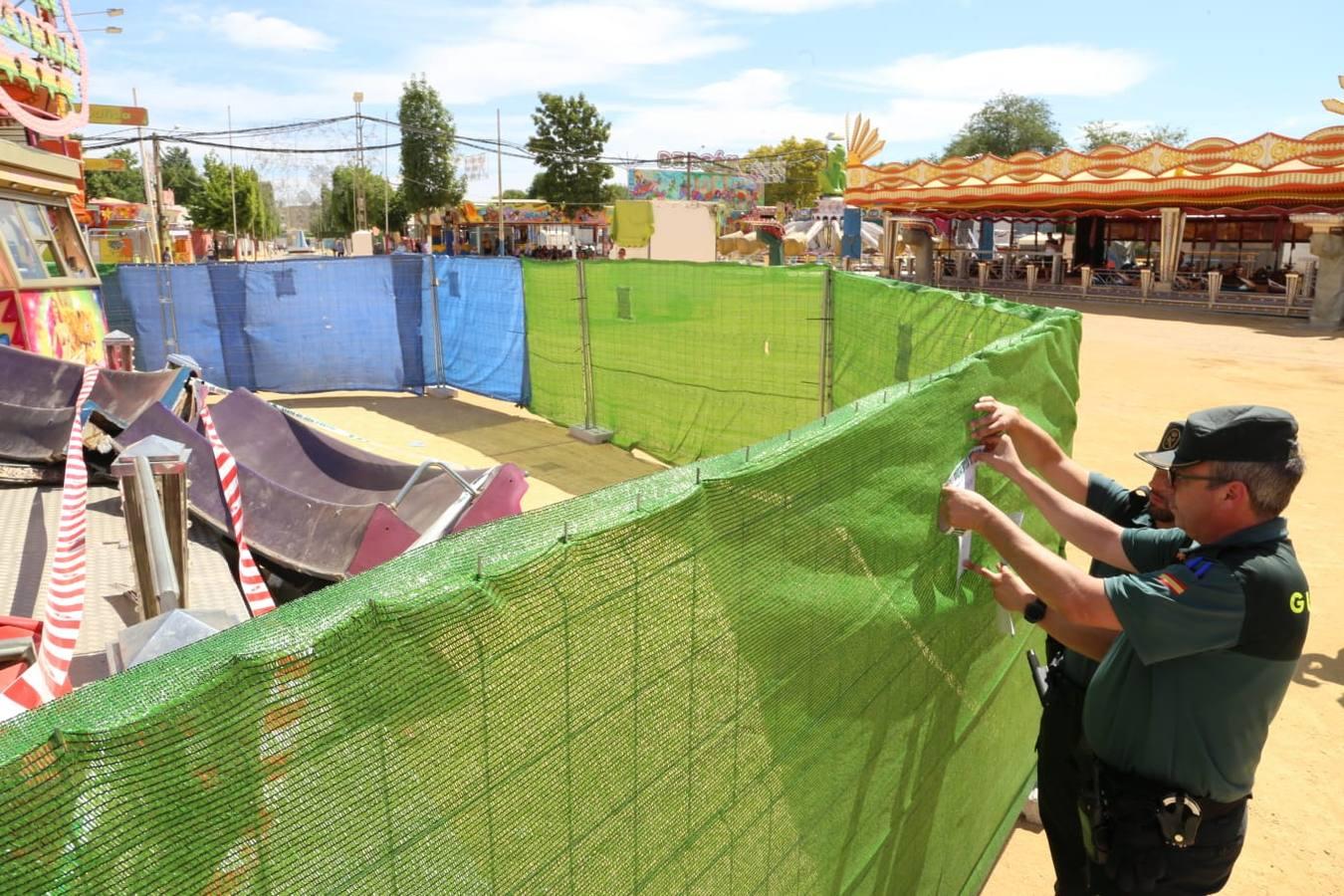 En imágenes, así ha quedado la atracción accidentada de la feria de San José de la Rinconada