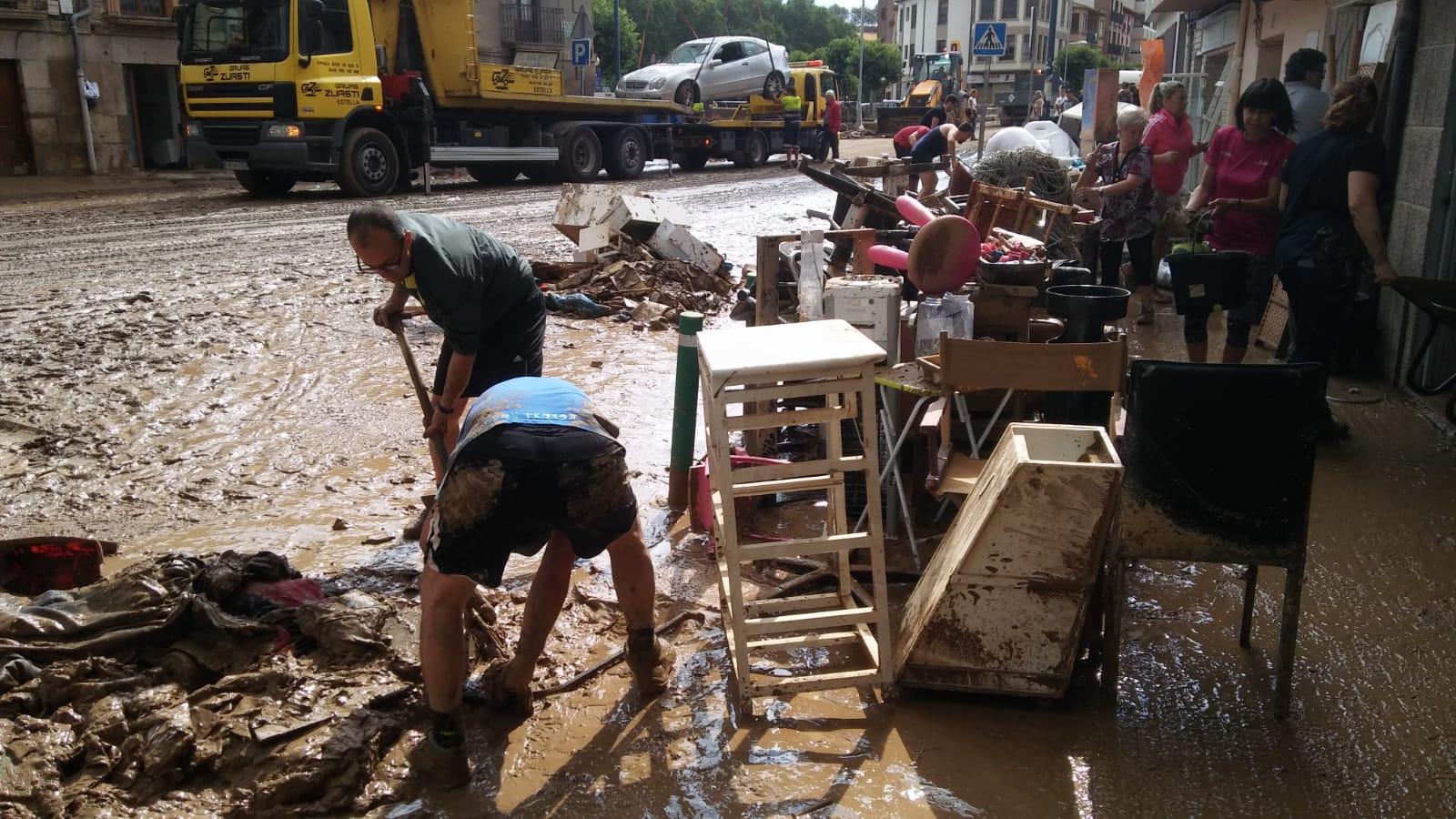 El día después de las inundaciones de Tafalla, en imágenes