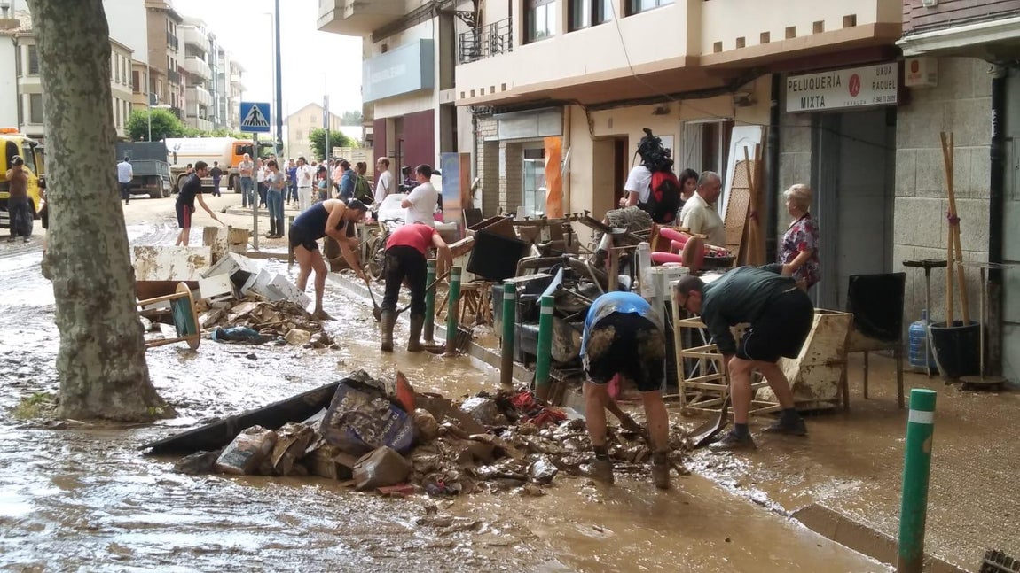 El día después de las inundaciones de Tafalla, en imágenes