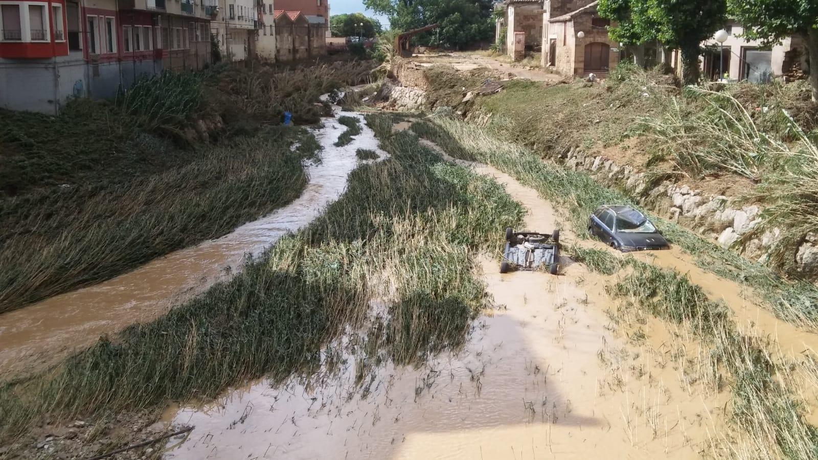 El día después de las inundaciones de Tafalla, en imágenes